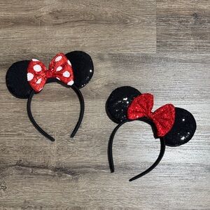 Minnie Mouse Ears Headband Set - Red and Black